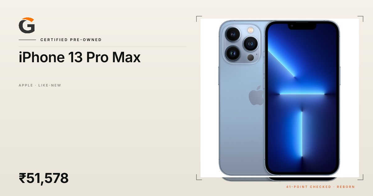 iPhone 13 Pro Max — Certified Refurbished, from ₹51,578 | Gadget