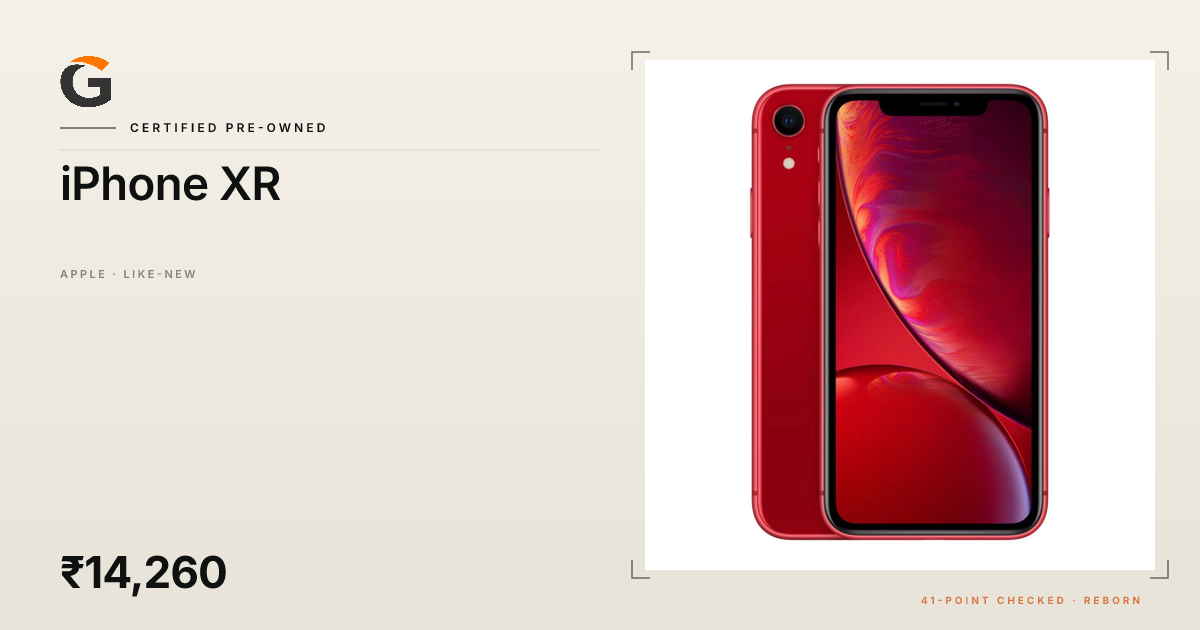 iPhone XR — Certified Refurbished, from ₹14,260 | Gadget Rebirth