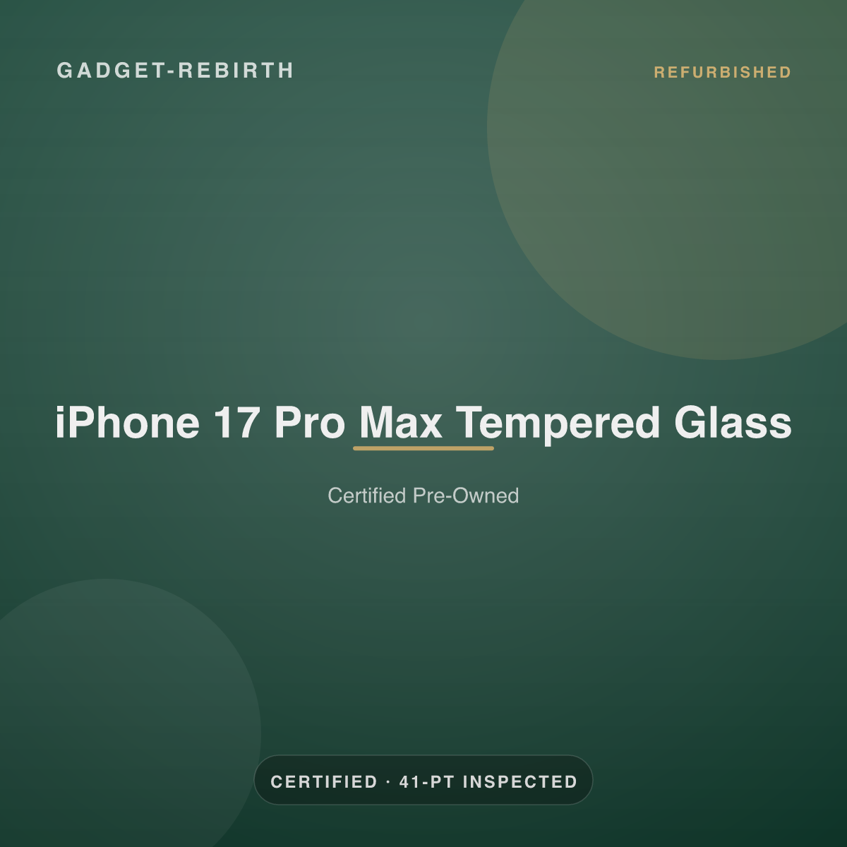iPhone 17 Pro Max Tempered Glass — new, sold by Gadget Rebirth