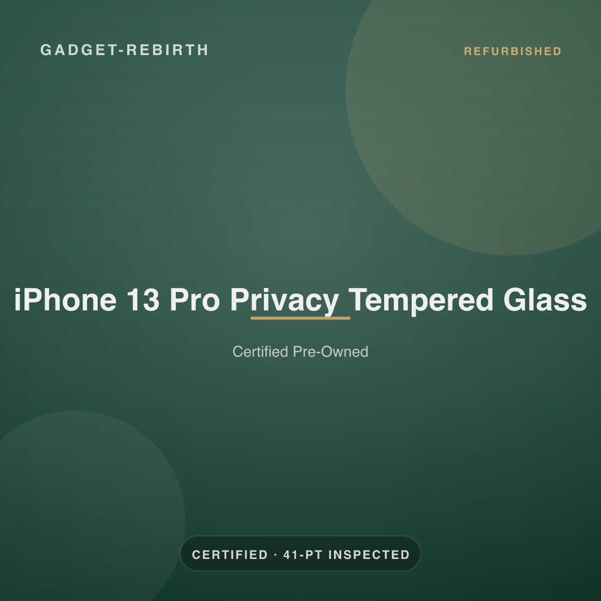 iPhone 13 Pro Privacy Tempered Glass — new, sold by Gadget Rebirth