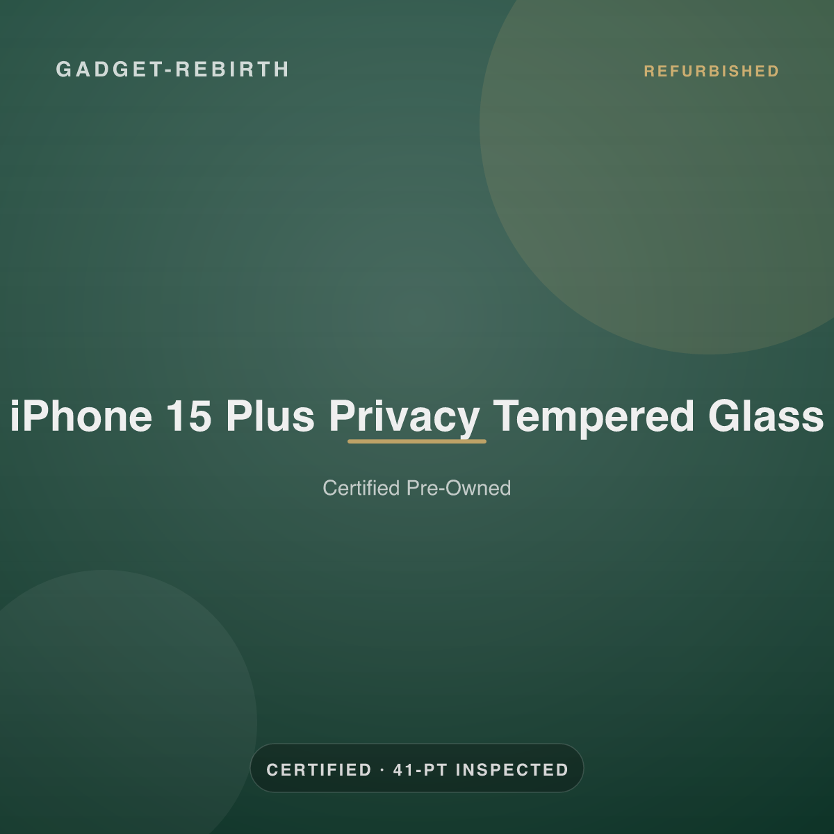 iPhone 15 Plus Privacy Tempered Glass — new, sold by Gadget Rebirth